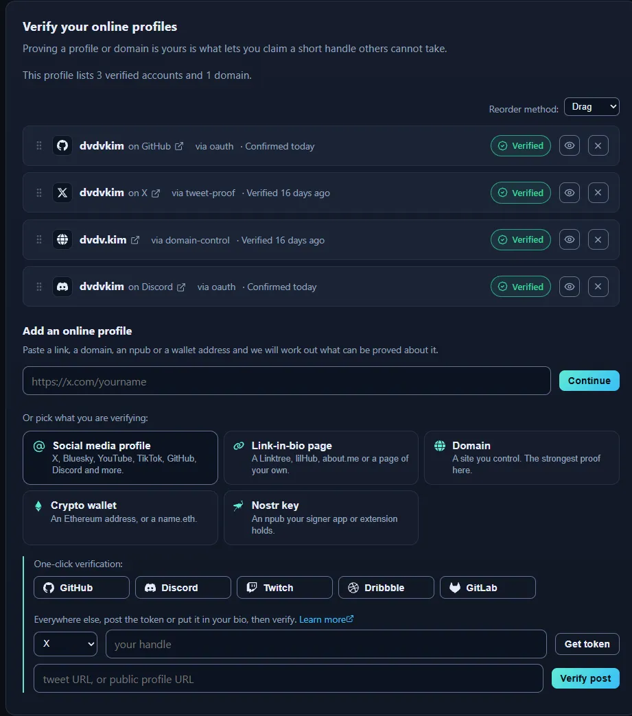 The one-click OAuth row: GitHub, Discord, Twitch, Dribbble and GitLab